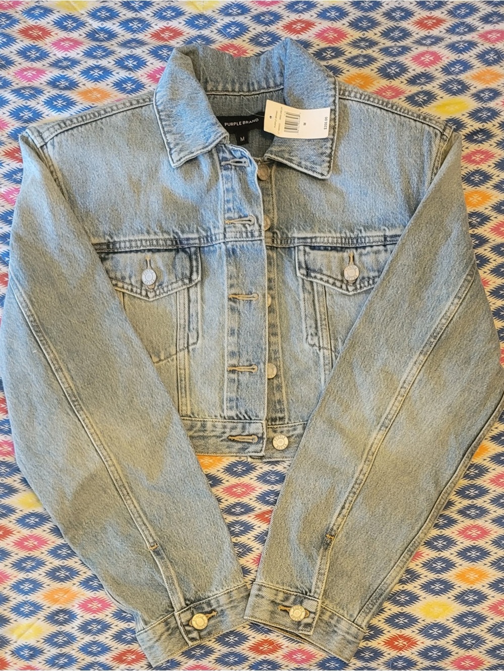 Light Wash Cropped Denim Jacket - Purple Brand